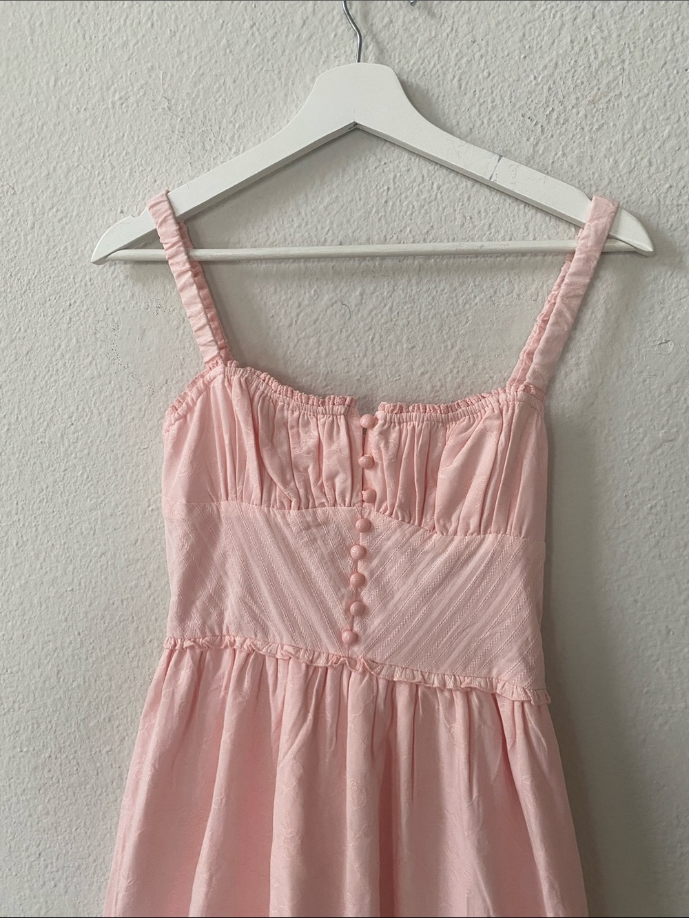 NWT Commense French Ruffle Hem Petal Pink Milkmaid Midi Dress‎ xSmall - Picture 3 of 10